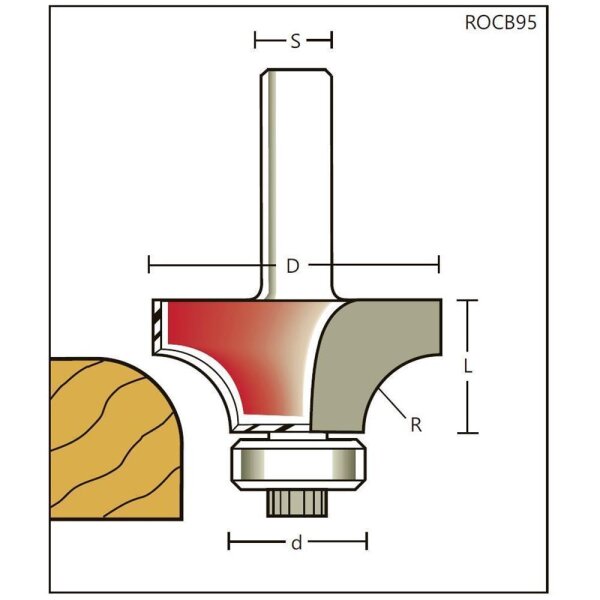 Abrundfräser/Lager HW Z=2 D=24 R=4 L=10 S=6
