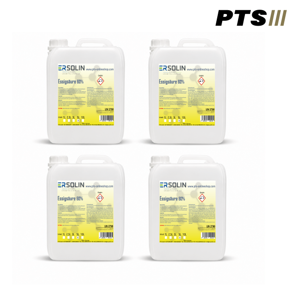 Essigsäure 60% | 20 Liter (4 x 5 L) | Entkalker | Essig | Reiniger | technisch