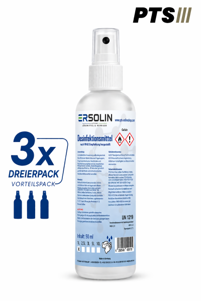 Ersolin Hände-Desinfektionsmittel | nach WHO Empfehlung 3x 50 ml