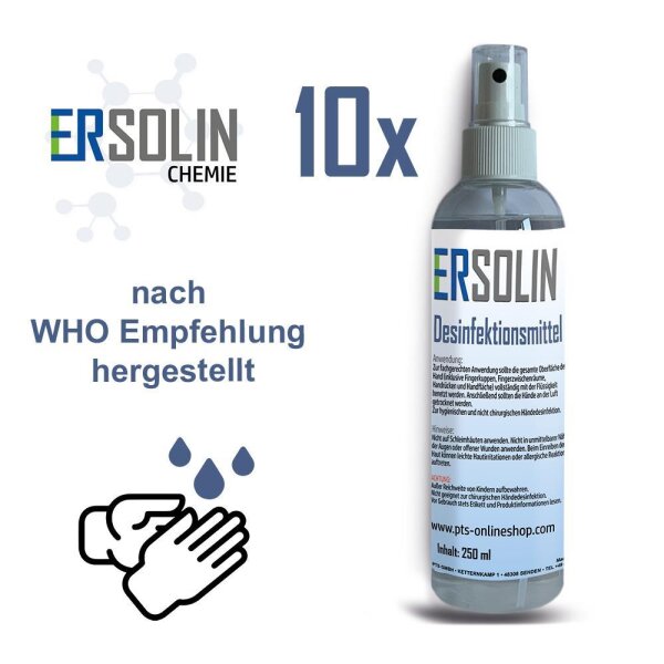 Ersolin Hände-Desinfektionsmittel | nach WHO Empfehlung 10x 250ml