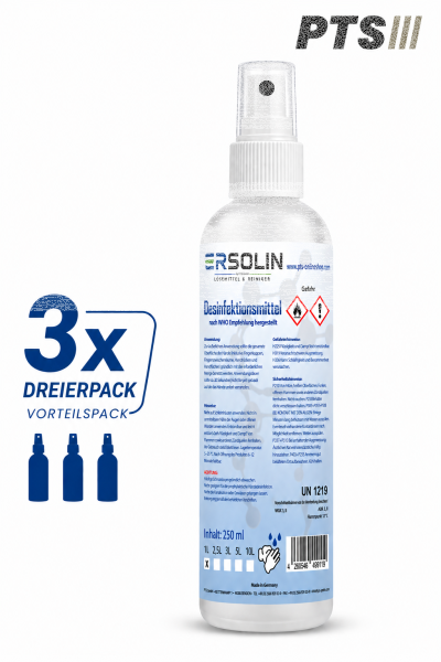 Ersolin Hände-Desinfektionsmittel | nach WHO Empfehlung 3x 250ml