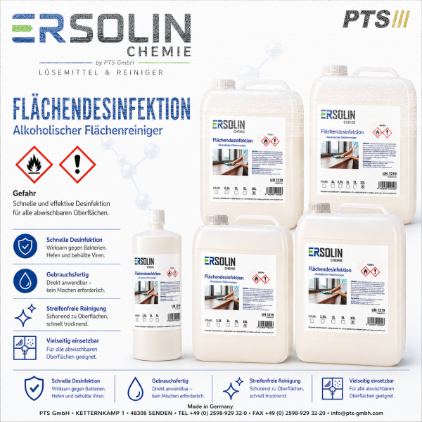 Ersolin Flächendesinfektion | Alkoholischer Flächenreiniger | Desinfektionsmittel