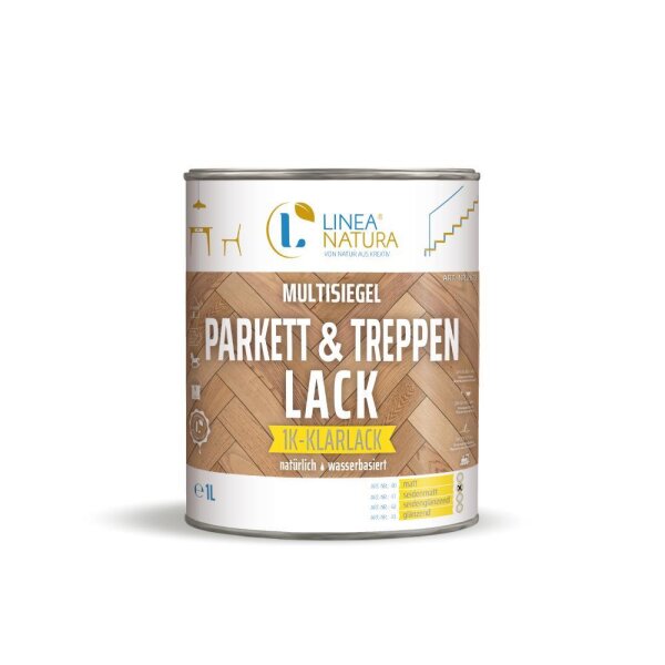 LINEA NATURA® Parkett- und Treppenlack | 1K Klarlack | Versiegelungslack 1 L seidenmatt