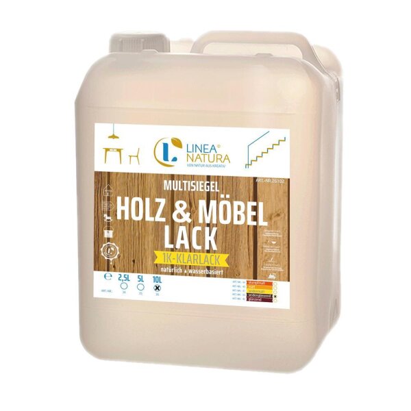 Multisiegel Holz und Möbellack | natürlich | wasserbasiert | Klarlack | 10 L seidenglänzend