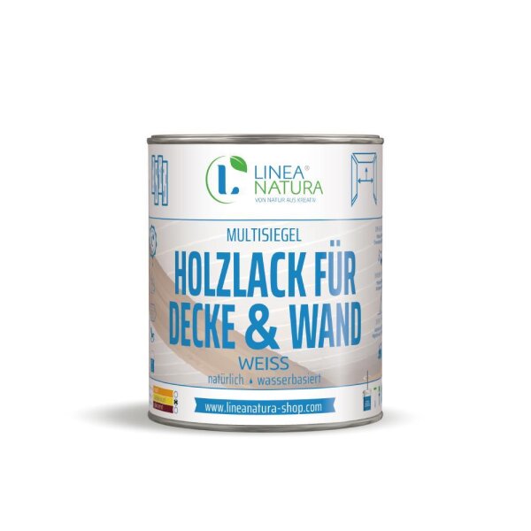 Multisiegel Holzlack für Decke und Wand 1 Liter - weiß seidenmatt