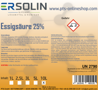 Essigsäure 25% 5 L Entkalker Reiniger technische Qualität