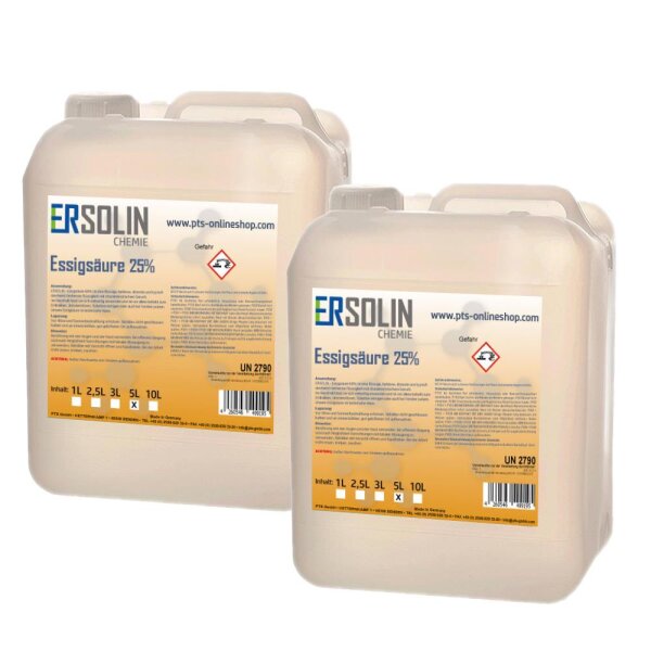 Essigsäure 25% 2x5 L Entkalker Reiniger technische Qualität